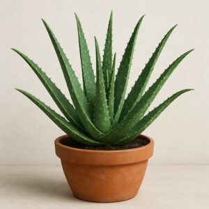 aloe vera succulent plant in modern ceramic pot